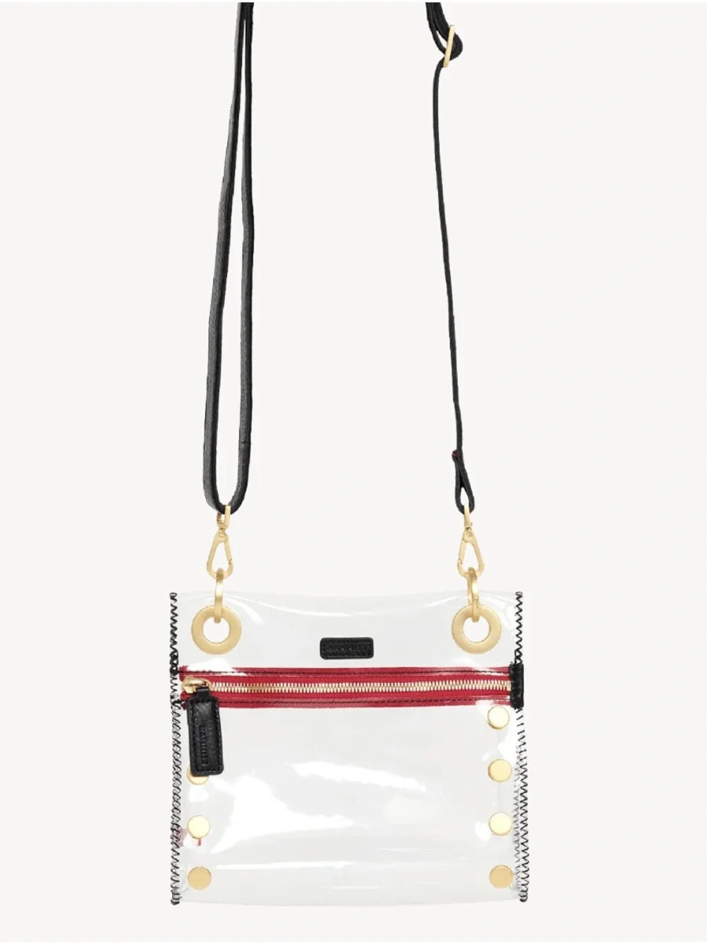 HAMMITT Tony Small Bag ~ Clear Brushed Gold/Black/Red NWT